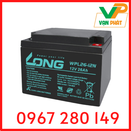 ẮC QUY KÍN KHÍ (VRLA AGM) LONG 12V-26AH (20HR), WPL26-12N, F6-M5