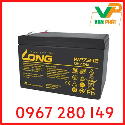 ẮC QUY KÍN KHÍ (VRLA AGM) LONG 12V-7.2Ah (20HR), WP7.2-12, F2