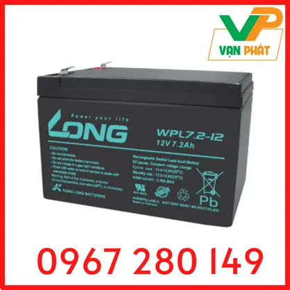 ẮC QUY KÍN KHÍ (VRLA AGM) LONG 12V-7.2Ah (20HR), WPL7.2-12, F2